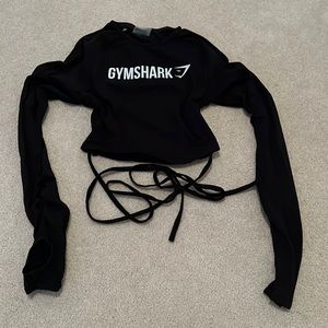 Black gymshark crop top with waist tie